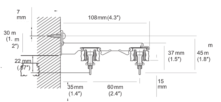 Wall Double Bracket, Bracket width = 19 mm (.75″)